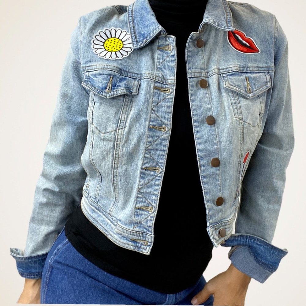 GB Stretchy Patchy Applique Denim Jacket